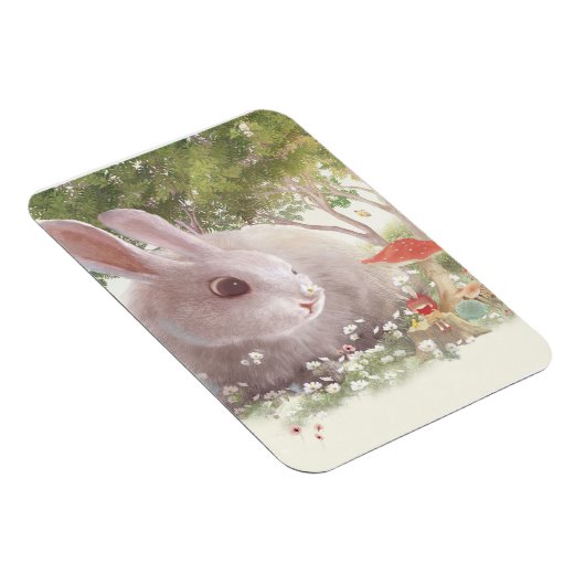 Magnet Flexible Lapin avec Fleurs (Côté Droit)