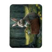 Magnet Flexible Lapin avec panier dans l'aimant de bois (Vertical)