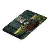 Magnet Flexible Lapin avec panier dans l'aimant de bois (Côté Gauche)