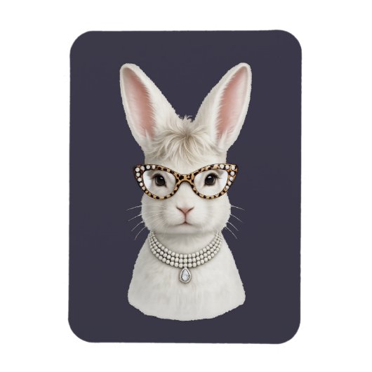 Magnet Flexible Lapin de mode amusant avec lunettes léopard (Vertical)