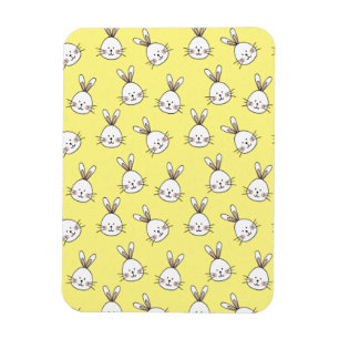 Magnet Flexible Lapin de Pâques blanc heureux et mignon motif