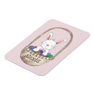 Magnet Flexible Lapin de Pâques dans le panier d'oeufs Ajouter vot