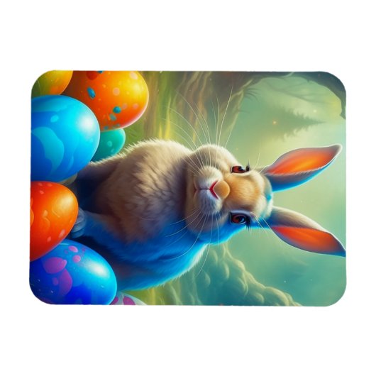 Magnet Flexible Lapin de Pâques Ethérée avec forêt d'Oeufs (Horizontal)