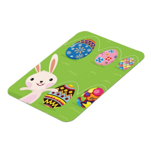 Magnet Flexible Lapin de Pâques jouant avec des oeufs peints (Côté Gauche)