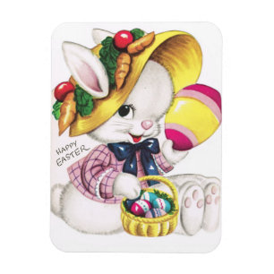 Magnet Flexible Lapin de Pâques vintage mignon avec l'oeuf