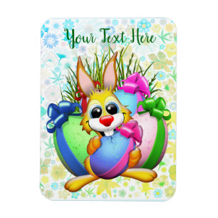 Magnet Flexible Lapin drôle mordant un œuf de Pâques