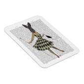 Magnet Flexible Lapin en robe blanche noire (Côté Droit)