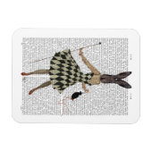 Magnet Flexible Lapin en robe blanche noire (Horizontal)