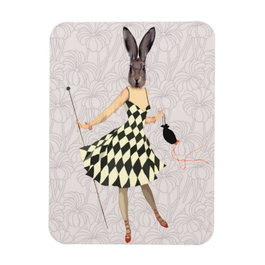 Magnet Flexible Lapin en robe blanche noire 2 (Vertical)