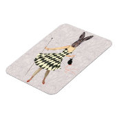 Magnet Flexible Lapin en robe blanche noire 2 (Côté Gauche)
