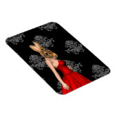 Magnet Flexible Lapin en robe rouge (Côté Droit)