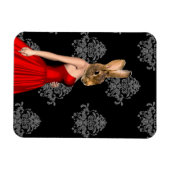 Magnet Flexible Lapin en robe rouge (Horizontal)
