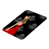 Magnet Flexible Lapin en robe rouge (Côté Gauche)
