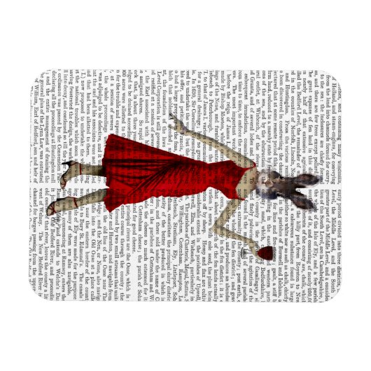 Magnet Flexible Lapin en robe rouge (Horizontal)