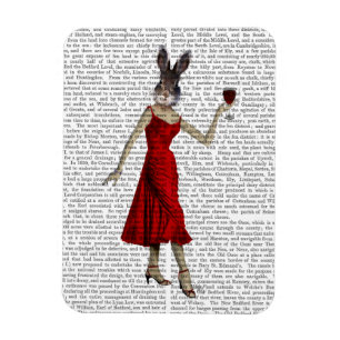 Magnet Flexible Lapin en robe rouge