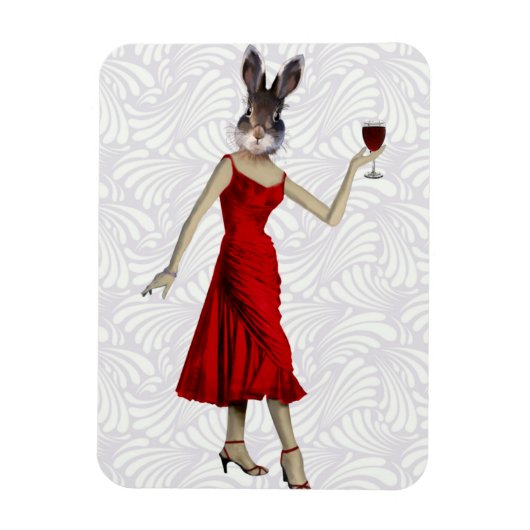 Magnet Flexible Lapin en robe rouge 2 (Vertical)