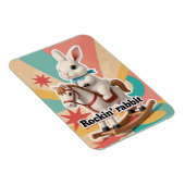 Magnet Flexible Lapin rétro rockin' salutation (Côté Droit)