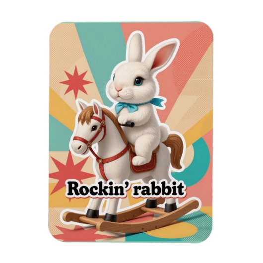Magnet Flexible Lapin rétro rockin' salutation (Vertical)