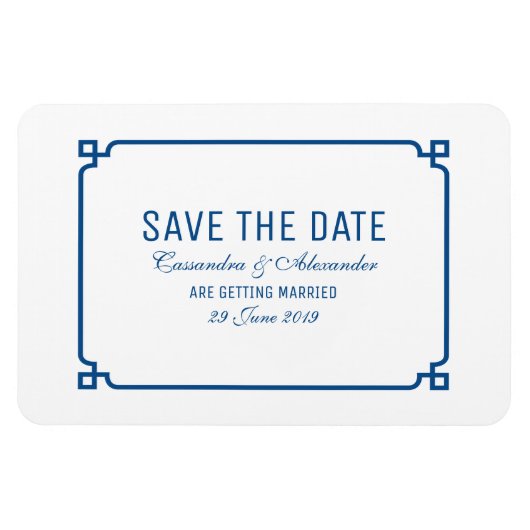 Magnet Flexible Lapis Blue Deco Chic Enregistrer la date (Horizontal)