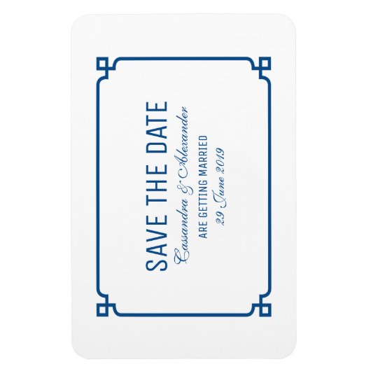 Magnet Flexible Lapis Blue Deco Chic Enregistrer la date (Vertical)