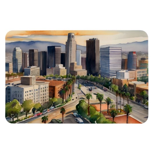 Magnet Flexible L'aquarelle de Los Angeles (Horizontal)