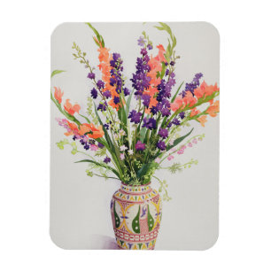 Magnet Flexible Larkspur et Gladioli dans un Vase marocain