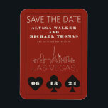 Magnet Flexible Las Vegas Casino Skyline Mariage Enregistrer La Da<br><div class="desc">Un mariage amusant et moderne Save the Date aimant pour exciter vos invités pour votre mariage à Las Vegas! Ce Save the Date comprend des graphites en noir gras de carte à jouer, un rendu moderne de la ligne d'horizon de Las Vegas, ainsi que des polices et du texte entièrement...</div>