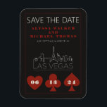 Magnet Flexible Las Vegas Casino Skyline Mariage Enregistrer La Da<br><div class="desc">Un mariage amusant et moderne Save the Date aimant pour exciter vos invités pour votre mariage à Las Vegas! Cette Save the Date comprend des graphiques en couleur rouge gras de carte à jouer, un rendu moderne de la ligne d'horizon de Las Vegas, ainsi que des polices et du texte...</div>
