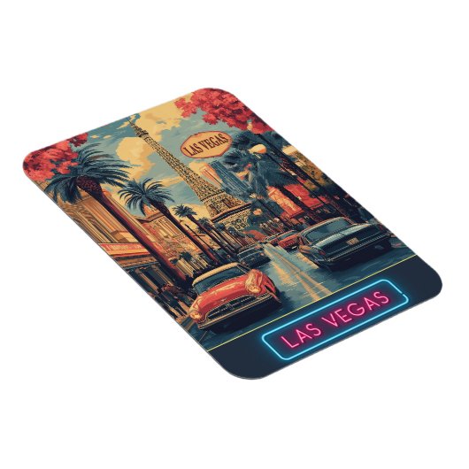 Magnet Flexible Las Vegas Cityscape avec Tour Eiffel - Rétro (Côté Droit)