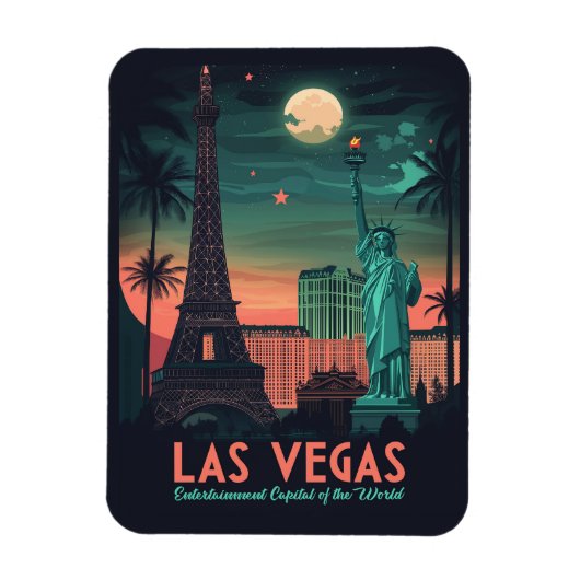 Magnet Flexible Las Vegas Nevada - Vintage Cityscape (Vertical)