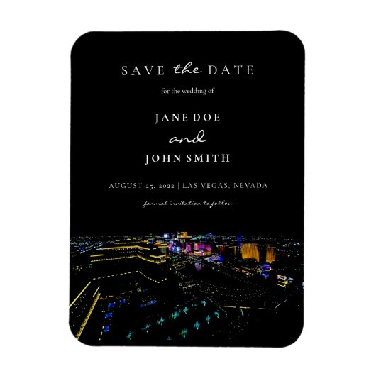 Magnet Flexible Las Vegas Skyline plat Enregistrer la carte de dat (Vertical)