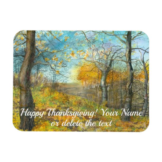Magnet Flexible L'automne doré dans une aquarelle en chênaie (Horizontal)