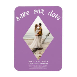 Magnet Flexible Lavande Lilas Diamant Photo Mariage Carte de Préav