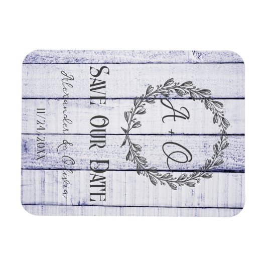 Magnet Flexible Lavande Monogramme Rustique Enregistrer l'aimant d (Horizontal)