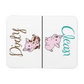 Magnet Flexible Lave-vaisselle adorable Aimant Piggies propres/sal (Horizontal)