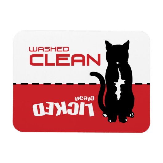 Magnet Flexible Lave-vaisselle de chat noir - Laveuse de chat - La (Horizontal)