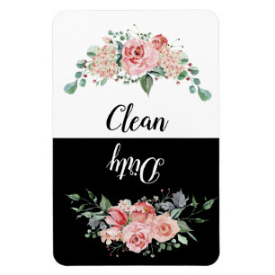Magnet Flexible Lave-vaisselle rose-Floral nettoyé
