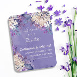 Magnet Flexible Lavender Floral Spring Wedding Enregistrer La Date<br><div class="desc">Les motifs floraux d'aquarelle sont devenus de plus en plus populaires dans le monde des mariages. Ce design présente des traits doux et délicats d'aquarelle en blanc et en lavande qui évoquent un sentiment de romantisme et d'élégance. La combinaison de couleurs pastel et vibrantes donne à cette suite mariage une...</div>