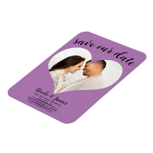 Magnet Flexible Lavender Lilac Coeur photo mariage Enregistrer la (Côté Gauche)