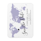 Magnet Flexible Lavender World Map Voyage Mariage Enregistrer la d (Vertical)