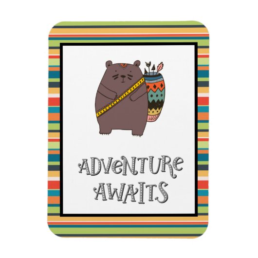Magnet Flexible L'aventure attend Boho Bear (Vertical)