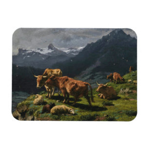 Magnet Flexible Le bétail et le mouton dans un paysage alpin