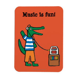 Magnet Flexible Le crocodile frais écoute la musique