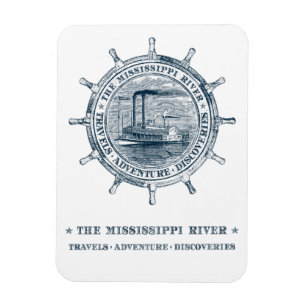 Magnet Flexible Le fleuve Mississippi. Voyages. Aventure.