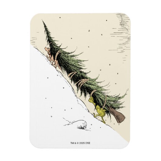Magnet Flexible Le Grinch et Max rapportent le sapin de Noël (Vertical)