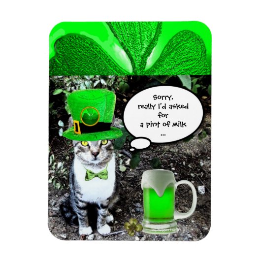 MAGNET FLEXIBLE LE JOUR DE SAINT PATRICK CAT WITH GREEN IRISH (Vertical)