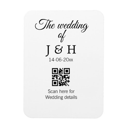 Magnet Flexible Le mariage d'ajouter le nom de couple QR code scan (Vertical)