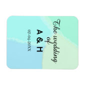 Magnet Flexible Le mariage du nom de couple lettre initiale date (Horizontal)