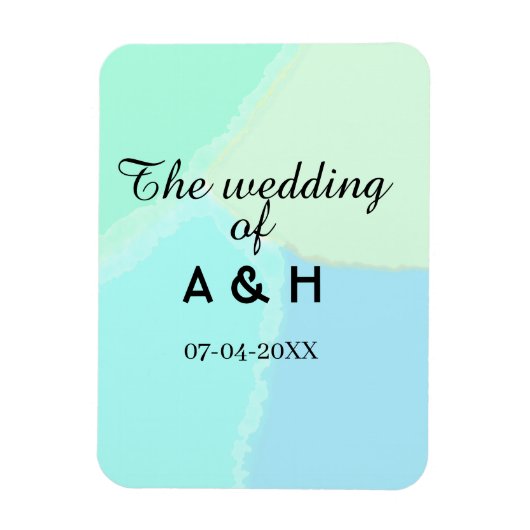 Magnet Flexible Le mariage du nom de couple lettre initiale date (Vertical)