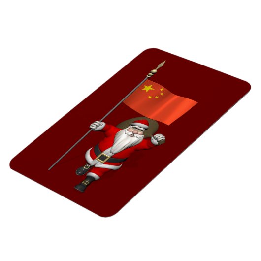Magnet Flexible Le Père Noël Avec Drapeau De Chine (Côté Gauche)